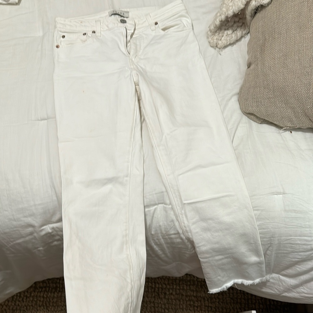 TRAVE Denim Colette White Kick Flare Raw Hem